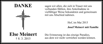 Traueranzeige von Else Meinert von Frankenpost