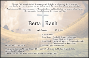 Traueranzeige von Berta Rauh von Neue Presse Coburg