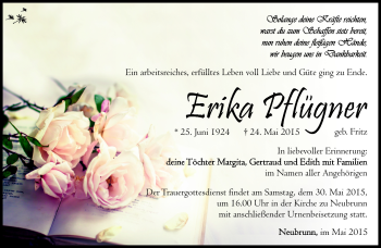 Traueranzeige von Erika Pfügner von Südthüringer Presse