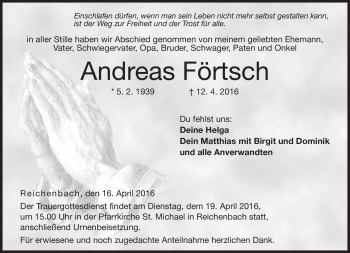 Traueranzeige von Andreas Förtsch von Neue Presse Coburg