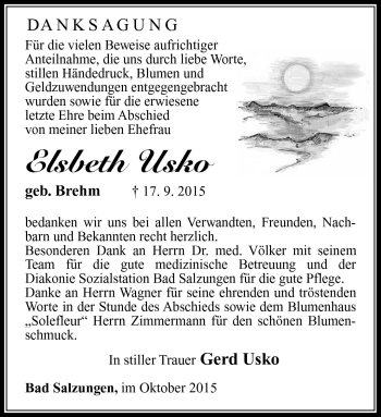 Traueranzeige von Elsbeth Usko von Südthüringer Presse