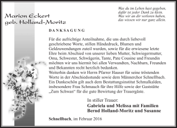 Traueranzeige von Marion Eckert von Südthüringer Presse
