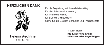 Traueranzeige von Helena Aechtner von Frankenpost