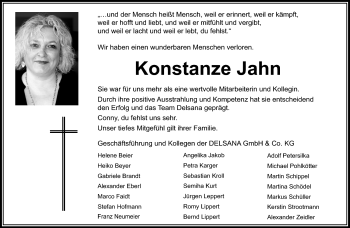 Traueranzeige von Kostanze Jahn von Frankenpost