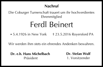 Traueranzeige von Ferdl Beinert von Neue Presse Coburg