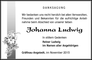 Traueranzeige von Johanna Ludwig von Südthüringer Presse