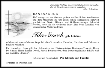 Traueranzeige von Ida Schäfer von Südthüringer Presse