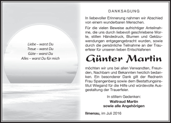 Traueranzeige von Günter Martin von Südthüringer Presse