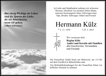 Traueranzeige von Hermann Külz von Neue Presse Coburg