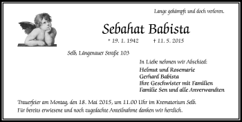 Traueranzeige von Sebahat Babista von Frankenpost
