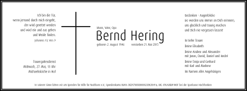 Traueranzeige von Bernd Hering von Frankenpost