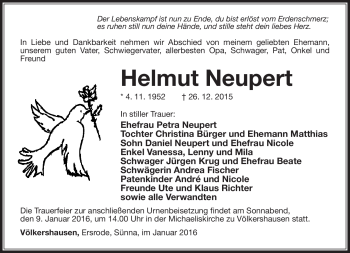 Traueranzeige von Helmut Neupert von Südthüringer Presse