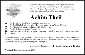 Traueranzeige von Achim Theil von Südthüringer Presse