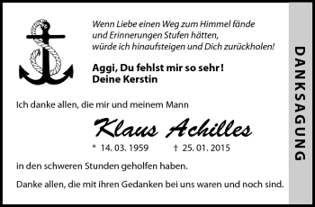 Traueranzeige von Klaus Achilles von Neue Presse Coburg