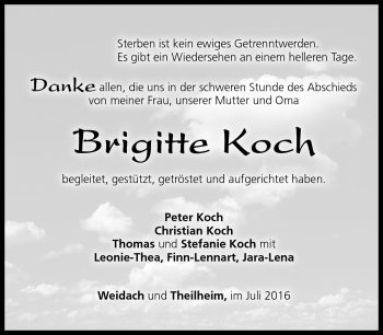 Traueranzeige von Brigitte Koch von Neue Presse Coburg