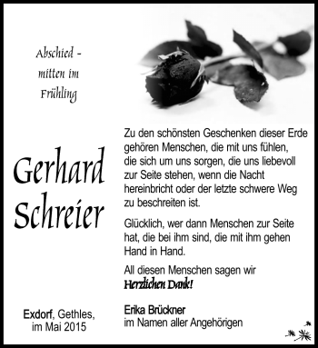 Traueranzeige von Gerhard Schreier von Südthüringer Presse