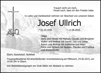 Traueranzeige von Josef Ullrich von Neue Presse Coburg