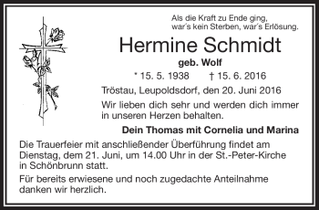 Traueranzeige von Hermine Schmidt von Frankenpost