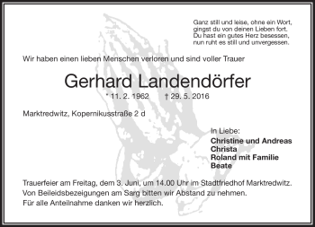 Traueranzeige von Gerhard Landendörfer von Frankenpost