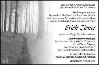 Traueranzeige von Erich Ziener von Südthüringer Presse