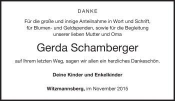 Traueranzeige von Gerda Schamberger von Neue Presse Coburg