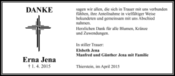 Traueranzeige von Erna Jena von Frankenpost