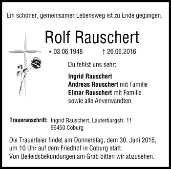 Traueranzeige von Rolf Rauschert von Neue Presse Coburg