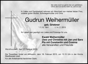 Traueranzeige von Gudrun Weihermüller von Neue Presse Coburg
