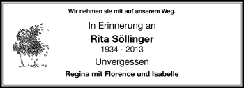 Traueranzeige von Rita Söllinger von Frankenpost