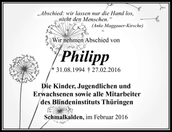 Traueranzeige von Philipp  von Südthüringer Presse