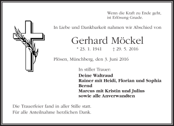 Traueranzeige von Gerhard Möckel von Frankenpost
