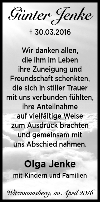 Traueranzeige von Günter Jenke von Neue Presse Coburg