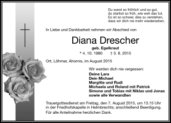 Traueranzeige von Diana Drescher von Frankenpost