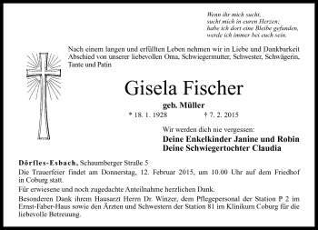 Traueranzeige von Gisela Fischer von Neue Presse Coburg