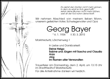 Traueranzeige von Georg Bayer von Frankenpost