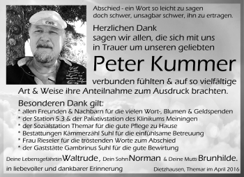 Traueranzeige von Peter Kummer von Südthüringer Presse