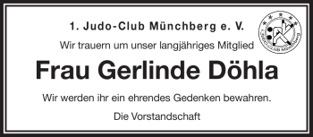Traueranzeige von Gerlinde Döhla von Frankenpost