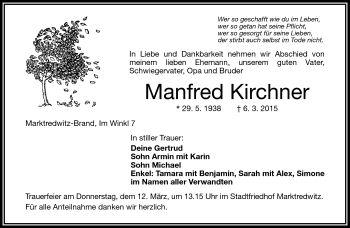 Traueranzeige von Manfred Kirchner von Frankenpost