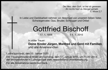 Traueranzeige von Gottfried Bischoff von Neue Presse Coburg