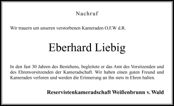 Traueranzeige von Eberhard Liebig von Neue Presse Coburg