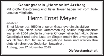 Traueranzeige von Ernst Meyer von Frankenpost