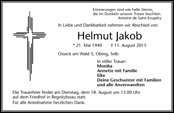 Traueranzeige von Helmut Jakob von Frankenpost