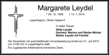 Traueranzeige von Margarete Leydel von Frankenpost
