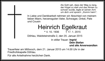 Traueranzeige von Heinrich Egelkraut von Frankenpost