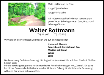 Traueranzeige von Walter Rottmann von Neue Presse Coburg