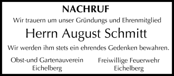 Traueranzeige von August Schmitt von Neue Presse Coburg