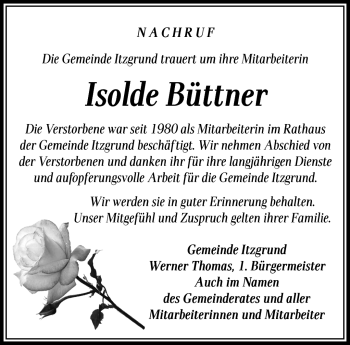 Traueranzeige von Isolde Büttner von Neue Presse Coburg