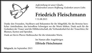Traueranzeige von Friedrich Fleischmann von Neue Presse Coburg