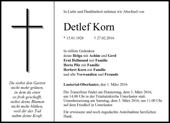 Traueranzeige von Detlef Korn von Neue Presse Coburg