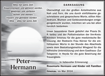 Traueranzeige von Peter Hermann von Südthüringer Presse
